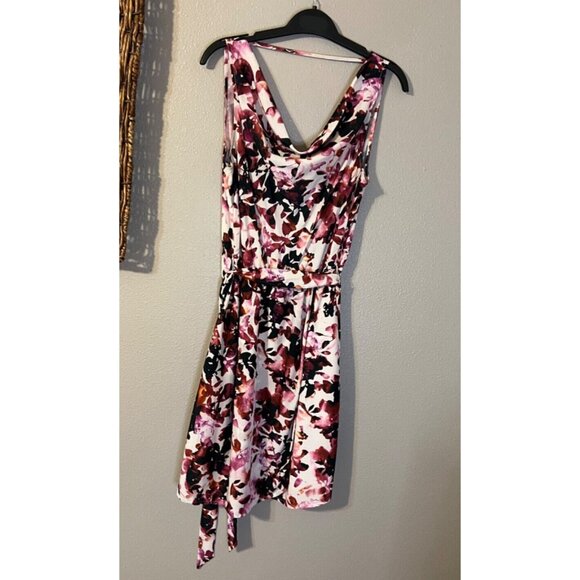 Donna Karan DKNY Dress Pink Purple Large 10 12 14 Washable Blouson Backless Belt - Picture 6 of 6